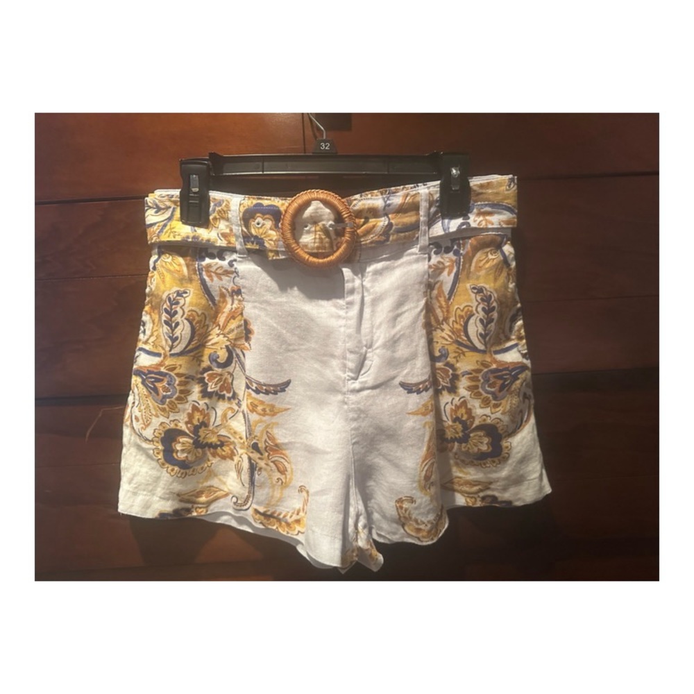 JOIE 100% Linen Multicolor Floral Dress Shorts With Matching Belt Medium